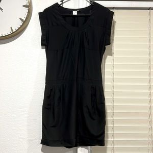 Black cinched dress with pockets